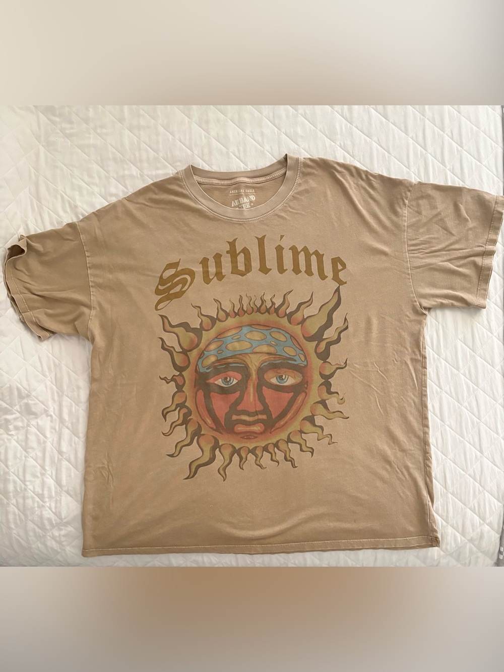 American Eagle AE Sublime Band Tee in Taupe